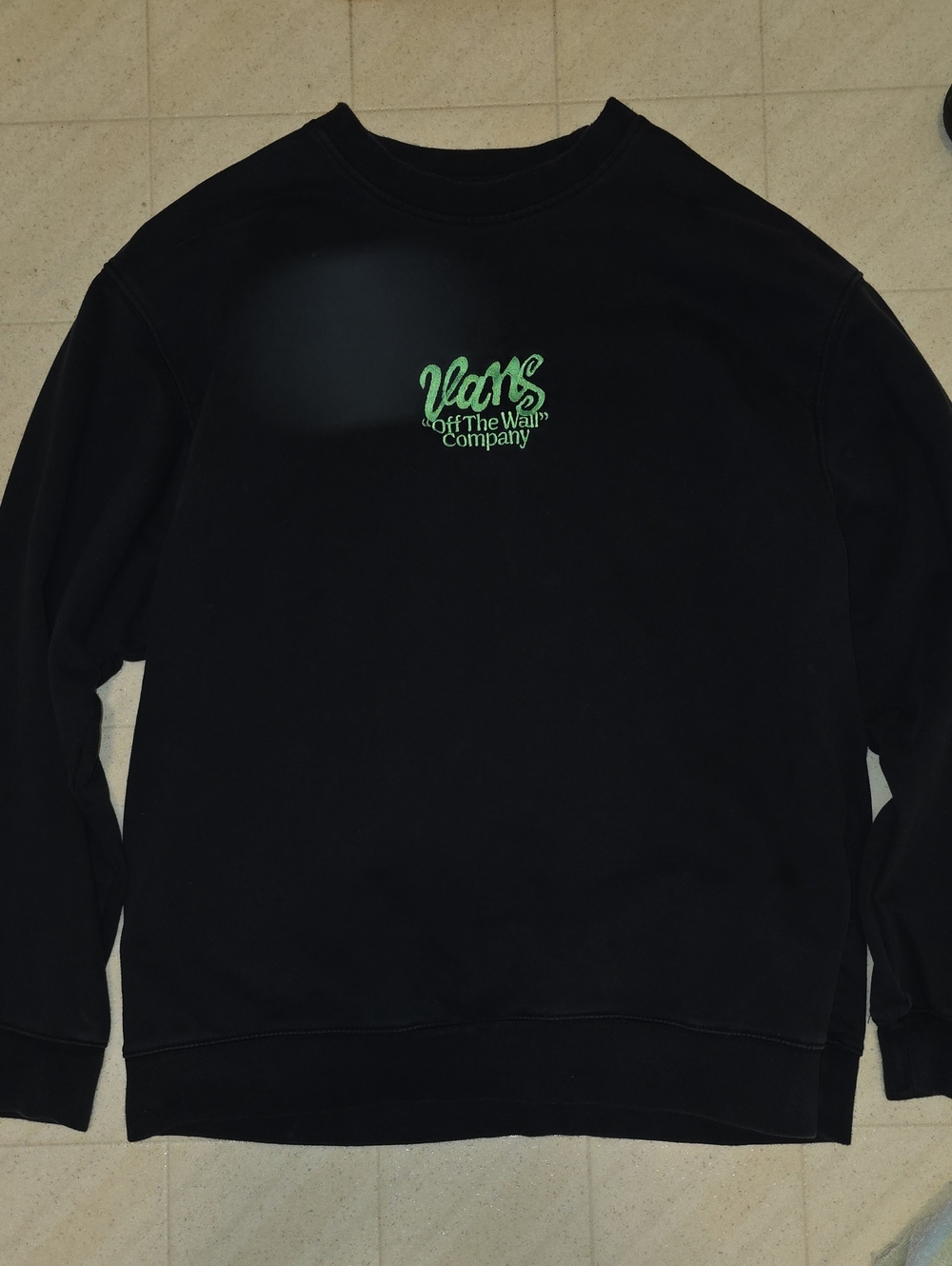 Vans Black Crewneck with Green Logo Script